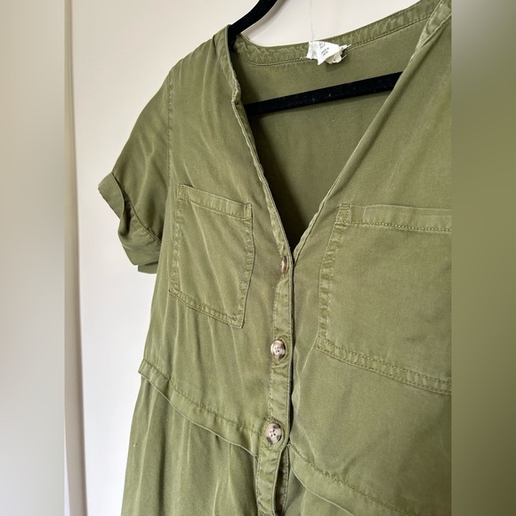 Nicole Miller army green button dress - Picture 2 of 2